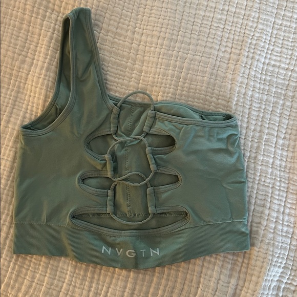 NVGTN One-Shoulder Green Sports Bra - Picture 2 of 4